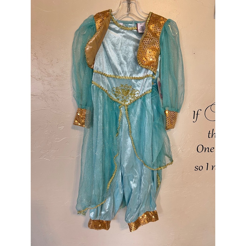 Gillian's Closet Jasmine Princess Costume Teal Gold Sequins Toddler Girls 2T NEW